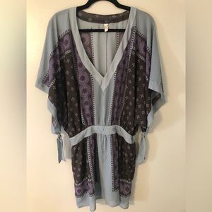 Free People Santa Cruz Mini Dress Kimono Sleeve Festival Boho Hippie